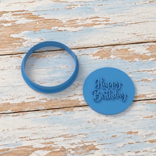 Happy Birthday Modern Brush Cookie Cutter and Embosser Stamp | CCF_APPROVED_MEDIA_V1:2:c4a1368d655c935652f365f653b2d77915d98b83c47400a78f24d8d9f5f1f5da