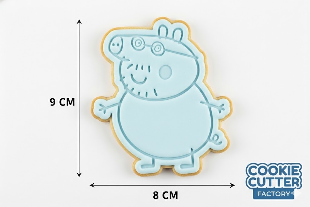 Friendly Pig Family Cookie Cutter and Embosser Set – 4 Piece Cartoon Animal Baking Tools