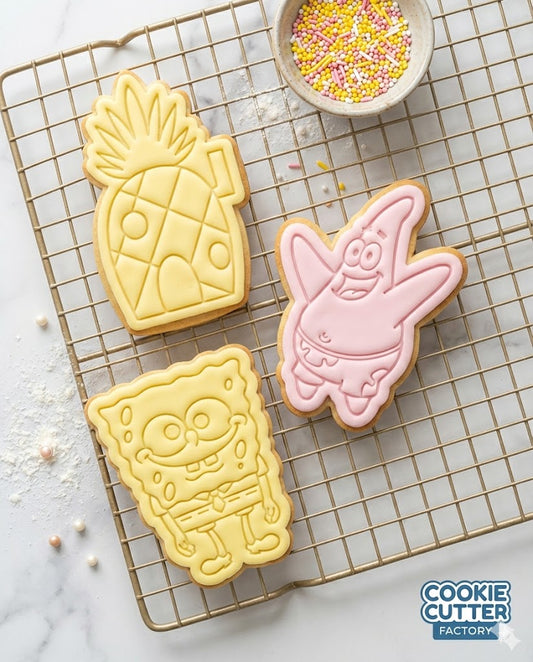 SpongeBob Style Character, Patrick and Pineapple House Cookie Cutter Set – Bikini Bottom Baking Tools