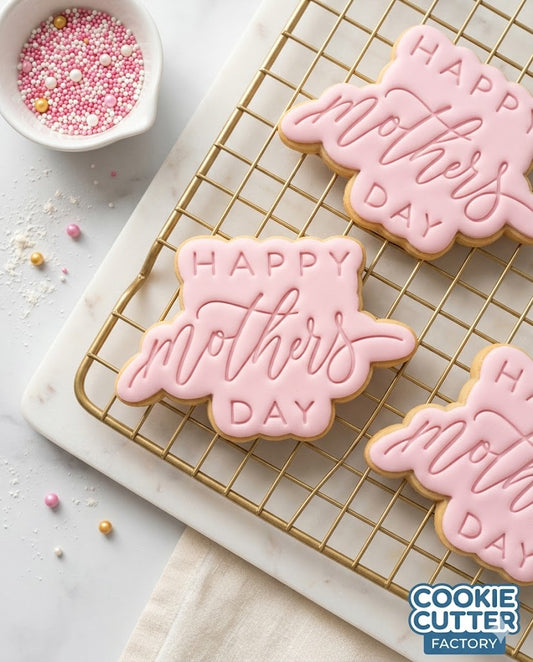 Happy Mother's Day Script Mother's Day Cookie Cutter and Embosser Set