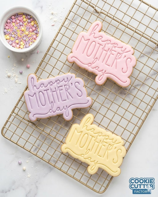 Happy Mother's Day Script Cookie Cutter and Embosser Stamp Set