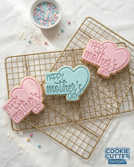 Happy Mother's Day Heart Cookie Cutter and Embosser Stamp Set
