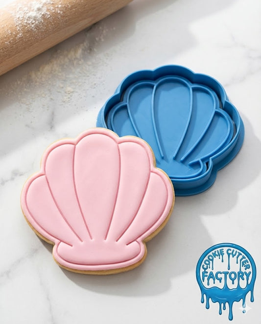 Cute Seashell Cookie Cutter and Embosser Stamp | Mermaid Party, Under the Sea