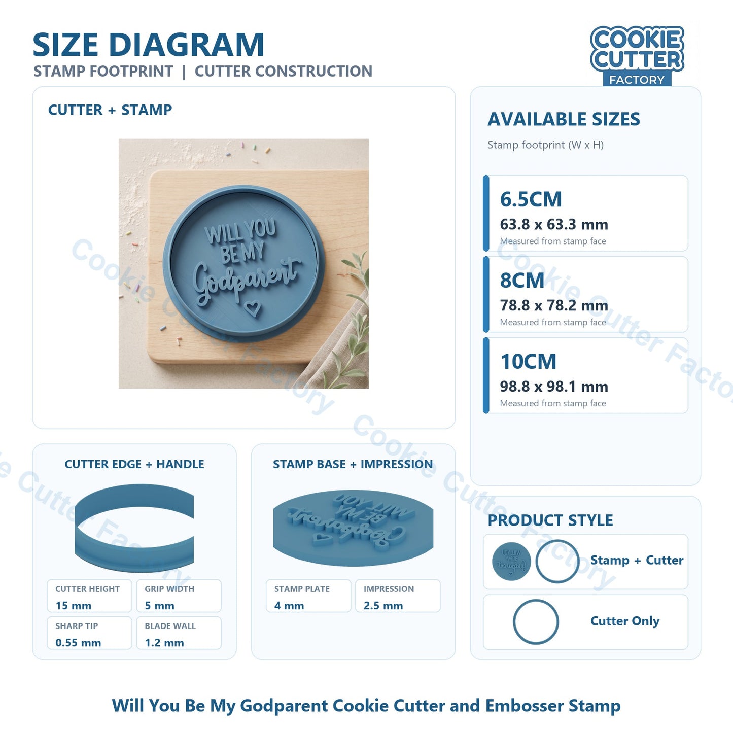 Will You Be My Godparent Cookie Cutter and Embosser Stamp