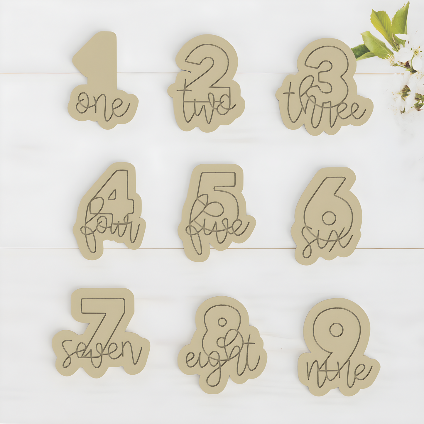 Numbers 1 to 9 Cookie Cutter and Embosser Stamp Set