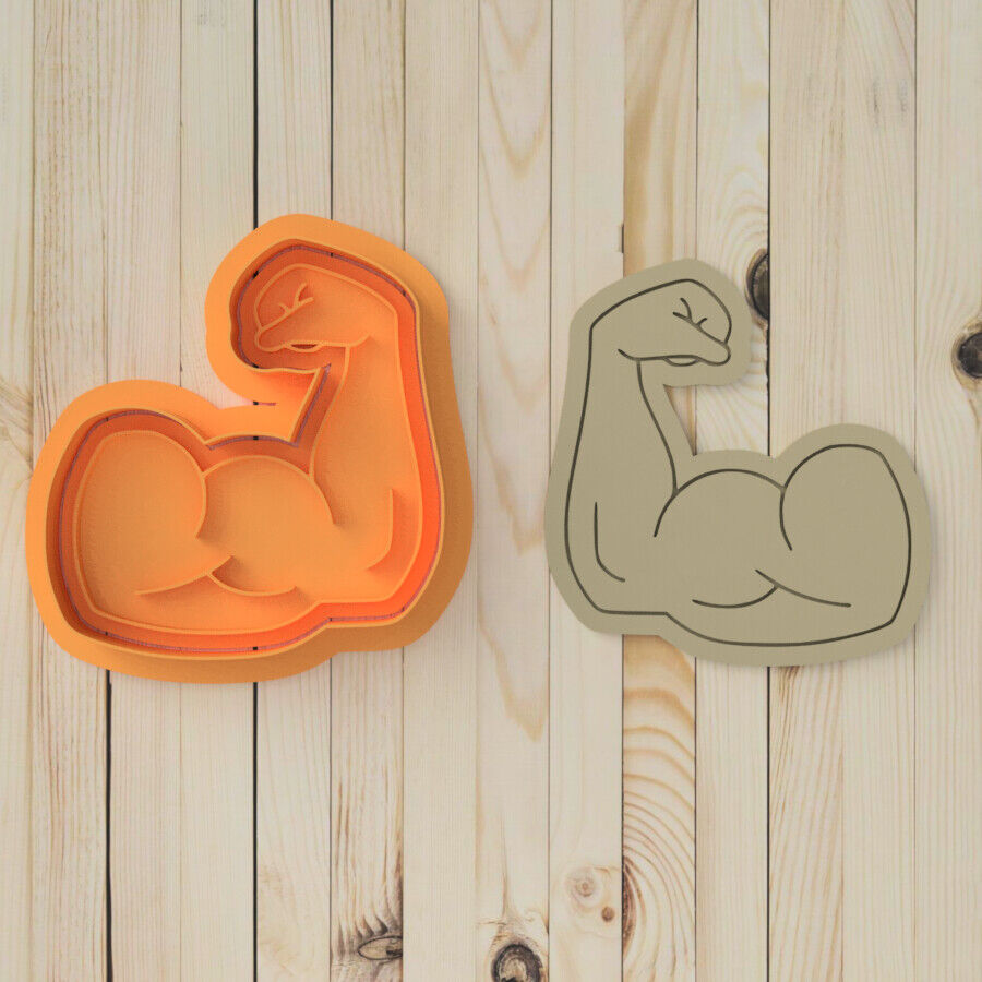 Gym Workout Muscles Cookie Cutter and Embosser Stamp Set