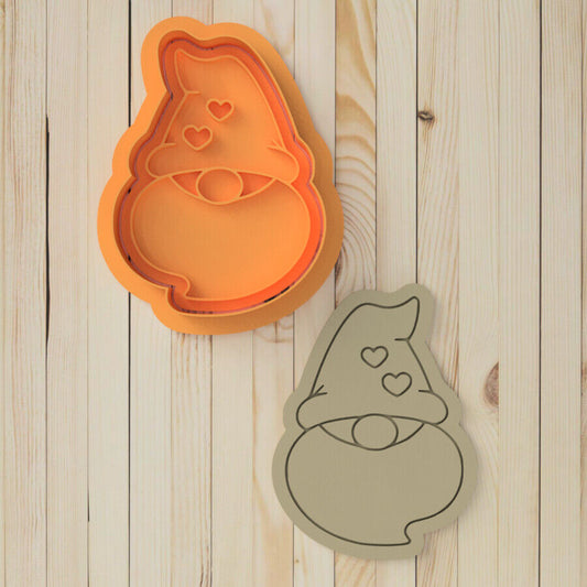 Gnome and Mushroom Hearts Cookie Cutter and Embosser Stamp Valentine's Day