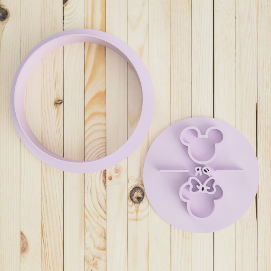 Boy or Girl Mickey or Minnie Baby Shower Cookie Cutter and Embosser Stamp