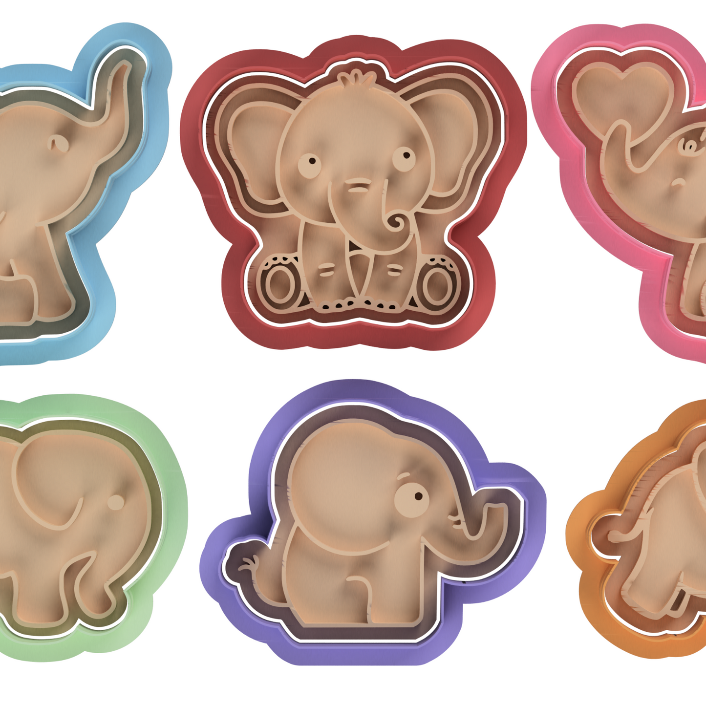 Elephant Cookie Cutter and Embosser Stamp animals