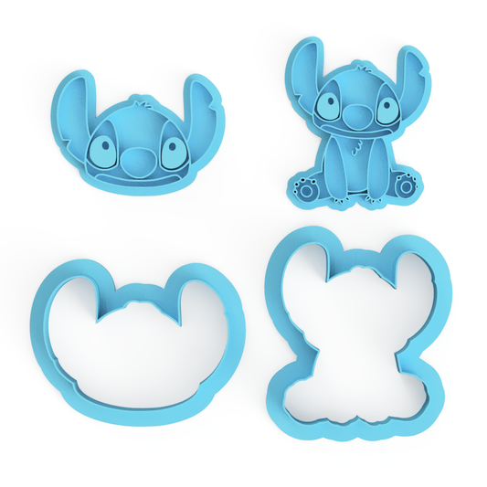 Stitch Face & Stitch Sitting Cookie Cutter & Embosser Set – Lilo & Stitch Inspired Duo