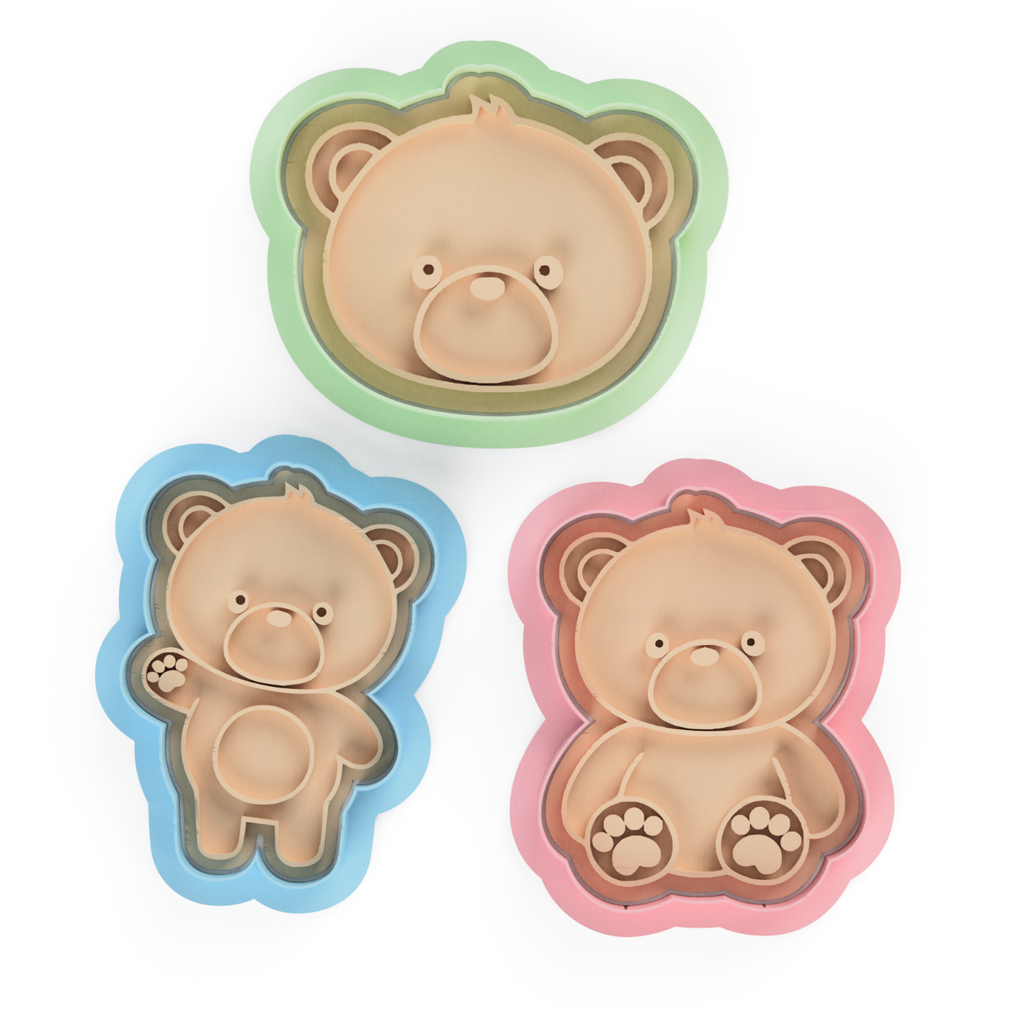Teddy bear Set Cookie Cutter & Embosser Stamp baby shower