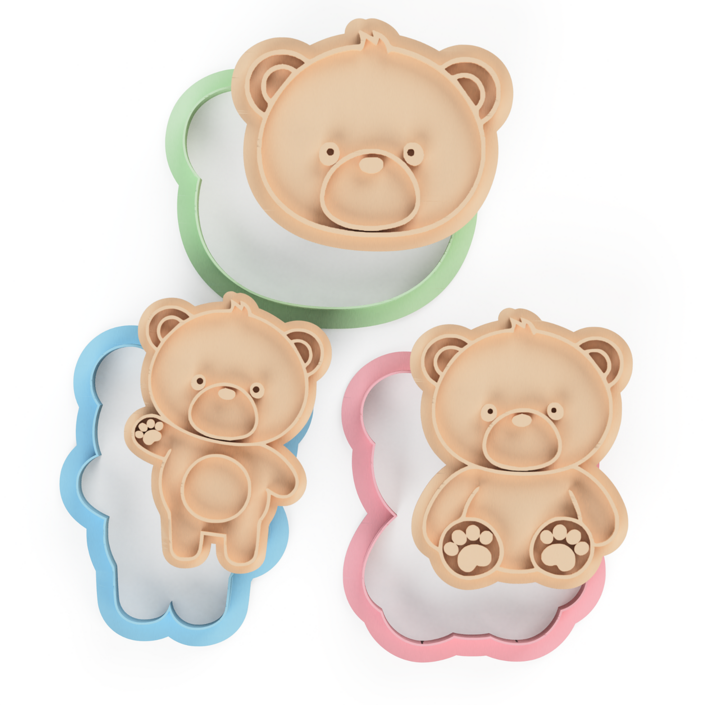 Teddy bear Set Cookie Cutter & Embosser Stamp baby shower