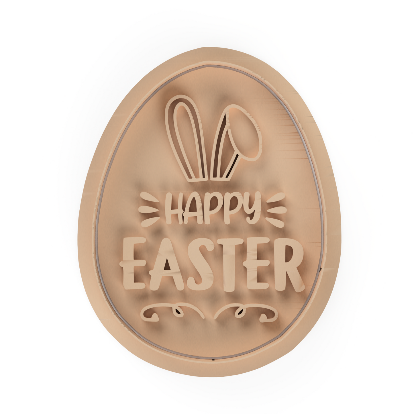 Happy Easter Bunny Ears Cookie Cutter & Embosser Stamp Style 1