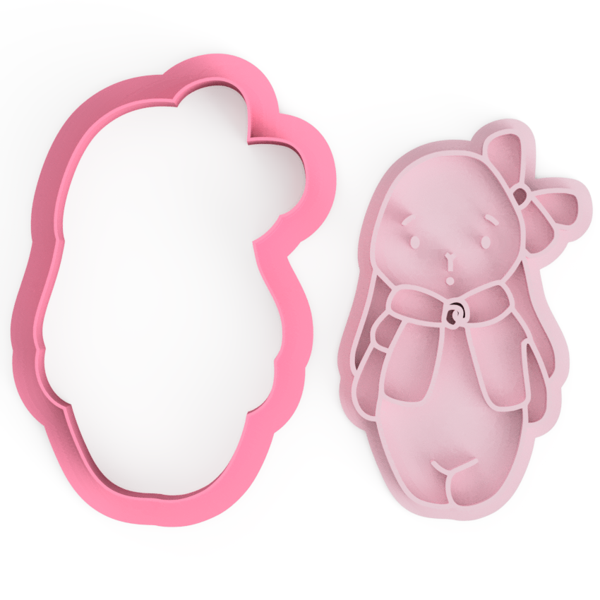Easter Bunny v1 cookie cutter and embosser stamp
