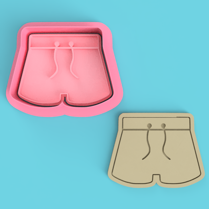 Board Shorts Cookie Cutter and Embosser Stamp Set Beach Pool Summer