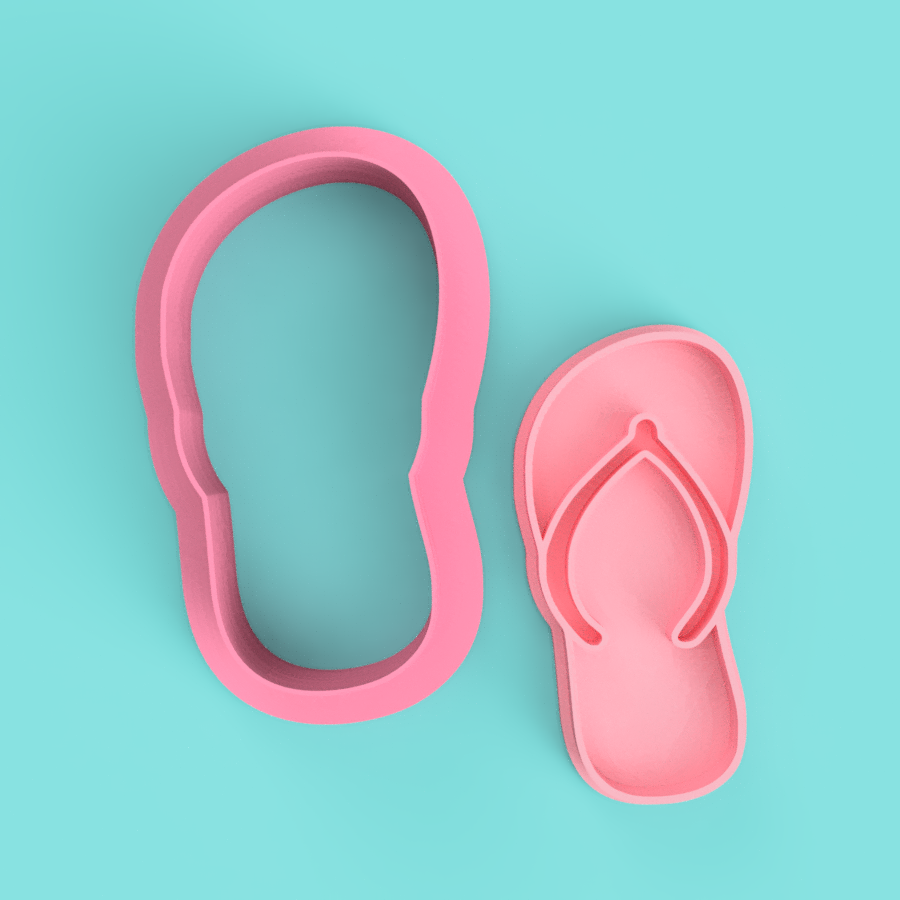Thong Cookie Cutter and Embosser Stamp Set Beach Pool Summer