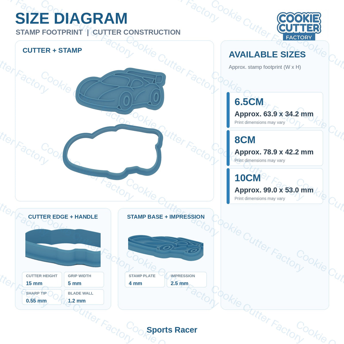 Turbo Track Racers Cookie Cutter and Embosser Stamp Set - 6 Designs | CCF_APPROVED_MEDIA_V1:3:241d8d321b35b760905edcf7ce0fd27dd93eb1c083a3a4b97c74a8af1aee3ef5