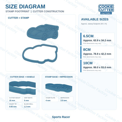 Turbo Track Racers Cookie Cutter and Embosser Stamp Set - 6 Designs | CCF_APPROVED_MEDIA_V1:3:241d8d321b35b760905edcf7ce0fd27dd93eb1c083a3a4b97c74a8af1aee3ef5