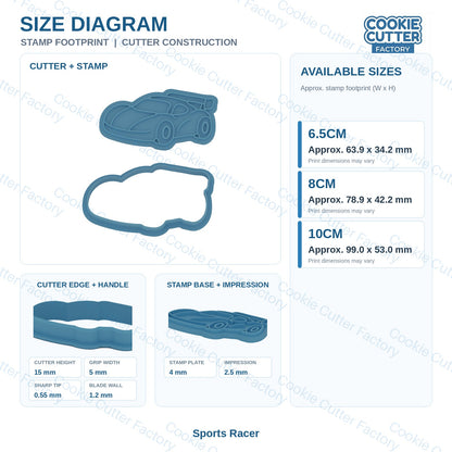 Turbo Track Racers Cookie Cutter and Embosser Stamp Set - 6 Designs | CCF_APPROVED_MEDIA_V1:3:241d8d321b35b760905edcf7ce0fd27dd93eb1c083a3a4b97c74a8af1aee3ef5