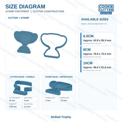 Netball Cookie Cutter and Embosser Set - 6 Designs | CCF_APPROVED_MEDIA_V1:8:606beb5023baef65d85badf4e87f6f278eb8cc949c9e00b59488238aea50ecaf