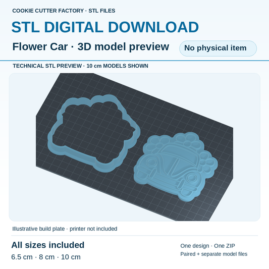 Flower Car Cookie Cutter & Embosser Stamp — All Sizes STL ZIP Download | CCF_APPROVED_MEDIA_V1:2:ccbf4403f04779c9b95fd74eeb23e30d7f83733b58ca340fd47b4a14ee860ff6