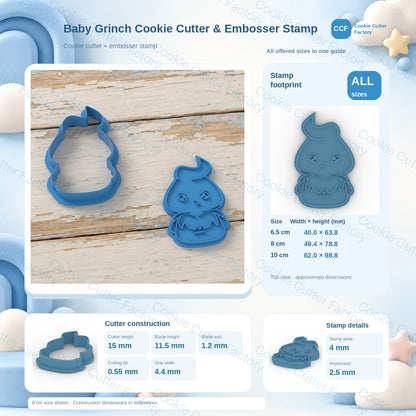 Baby Grinch Cookie Cutter & Embosser Stamp — All Sizes STL ZIP Download | CCF_APPROVED_MEDIA_V1:3:b46a041510929d76e3ee18000b27998461f713d3810d602836c5428d05a88bff
