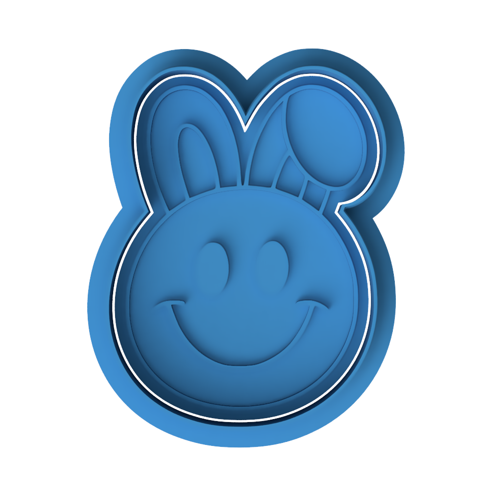 Smiley Bunny Face Cookie Cutter and Embosser Stamp | Happy Easter Rabbit, Emoji Face, Cute Kids Treat