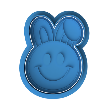 Smiley Bunny Face Cookie Cutter and Embosser Stamp | Happy Easter Rabbit, Emoji Face, Cute Kids Treat