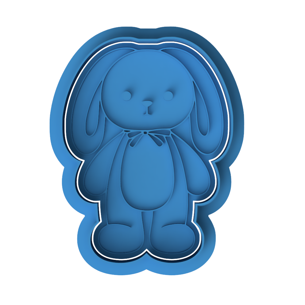 Cute Floppy Ear Bunny with Bow Cookie Cutter and Embosser Stamp | Easter Rabbit, Baby Shower, Woodland Animal