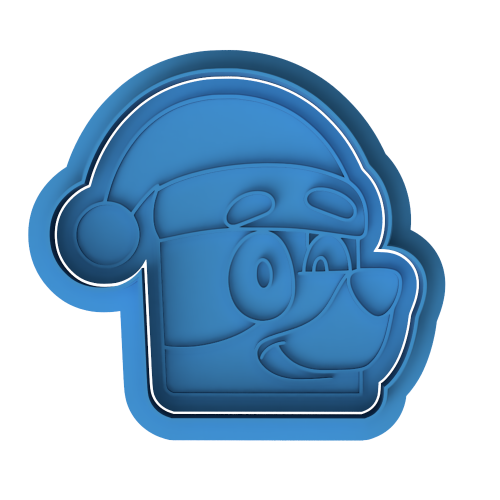 Christmas Bandit Heeler Cookie Cutter and Embosser Set | Bluey Santa Hat Holiday Baking