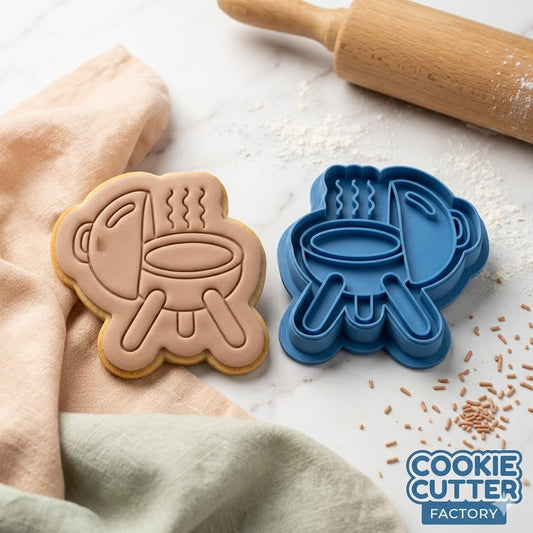 BBQ Grill Father's Day Cookie Cutter and Embosser Set