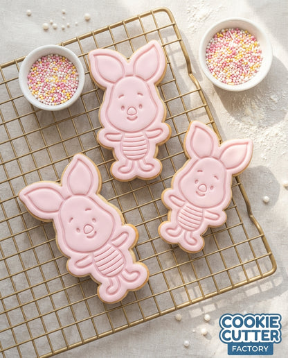 Piglet Style Character Cookie Cutter and Embosser Set – Classic Nursery Baking Tool