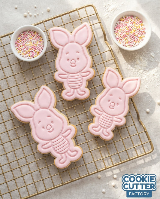 Piglet Style Character Cookie Cutter and Embosser Set – Classic Nursery Baking Tool