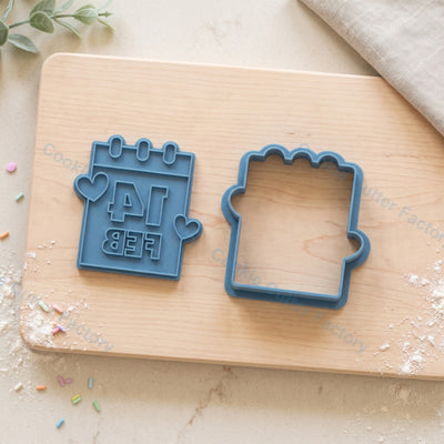 14 Feb Calendar with Hearts Cookie Cutter and Embosser Stamp - Valentine's Day