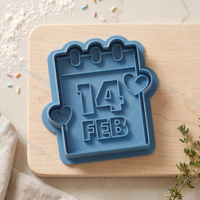 14 Feb Calendar with Hearts Cookie Cutter and Embosser Stamp - Valentine's Day