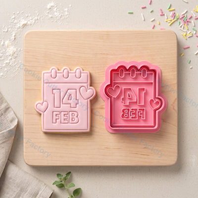 14 Feb Calendar with Hearts Cookie Cutter and Embosser Stamp - Valentine's Day