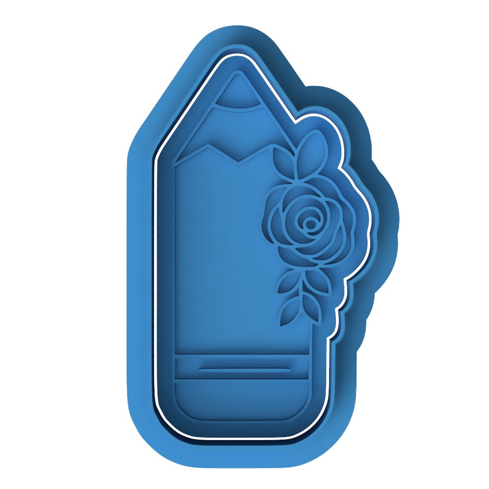 Floral Pencil Cookie Cutter & Embosser – Teacher Appreciation Cookie Design