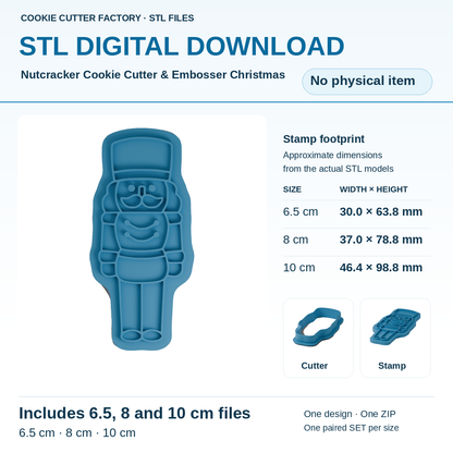 Nutcracker Cookie Cutter & Embosser Christmas - All Sizes STL Download | CCF_APPROVED_MEDIA_V1:1:ee989e25eca485032a967f01f3263cb497c369eb0abfffbbe82b832e67bb7f84