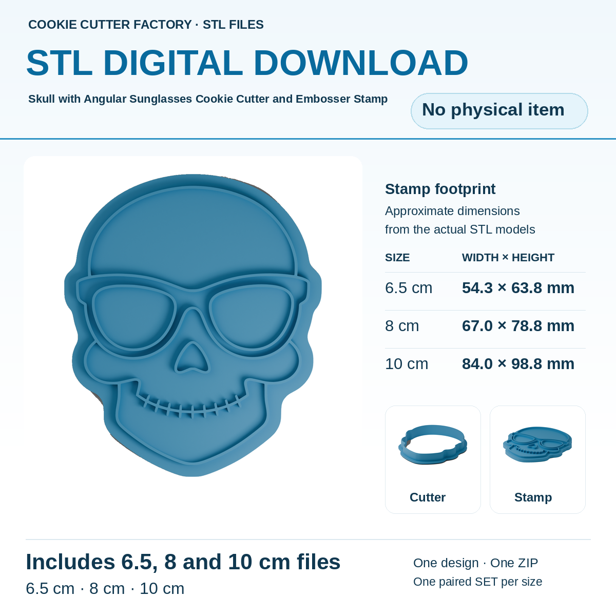 Skull with Angular Sunglasses Cookie Cutter and Embosser Stamp - All Sizes STL Download | CCF_APPROVED_MEDIA_V1:1:cf4f4b049e45a6958e992e981f84b9896839b898424fbe4d76c96091b4f79045