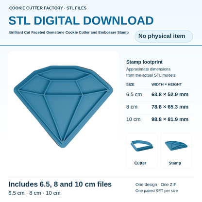 Brilliant Cut Faceted Gemstone Cookie Cutter and Embosser Stamp - All Sizes STL Download | CCF_APPROVED_MEDIA_V1:1:11bc34a0c64eb78ca369c8915dbcf6d3b402c74847445d03bca06152ab41bd25