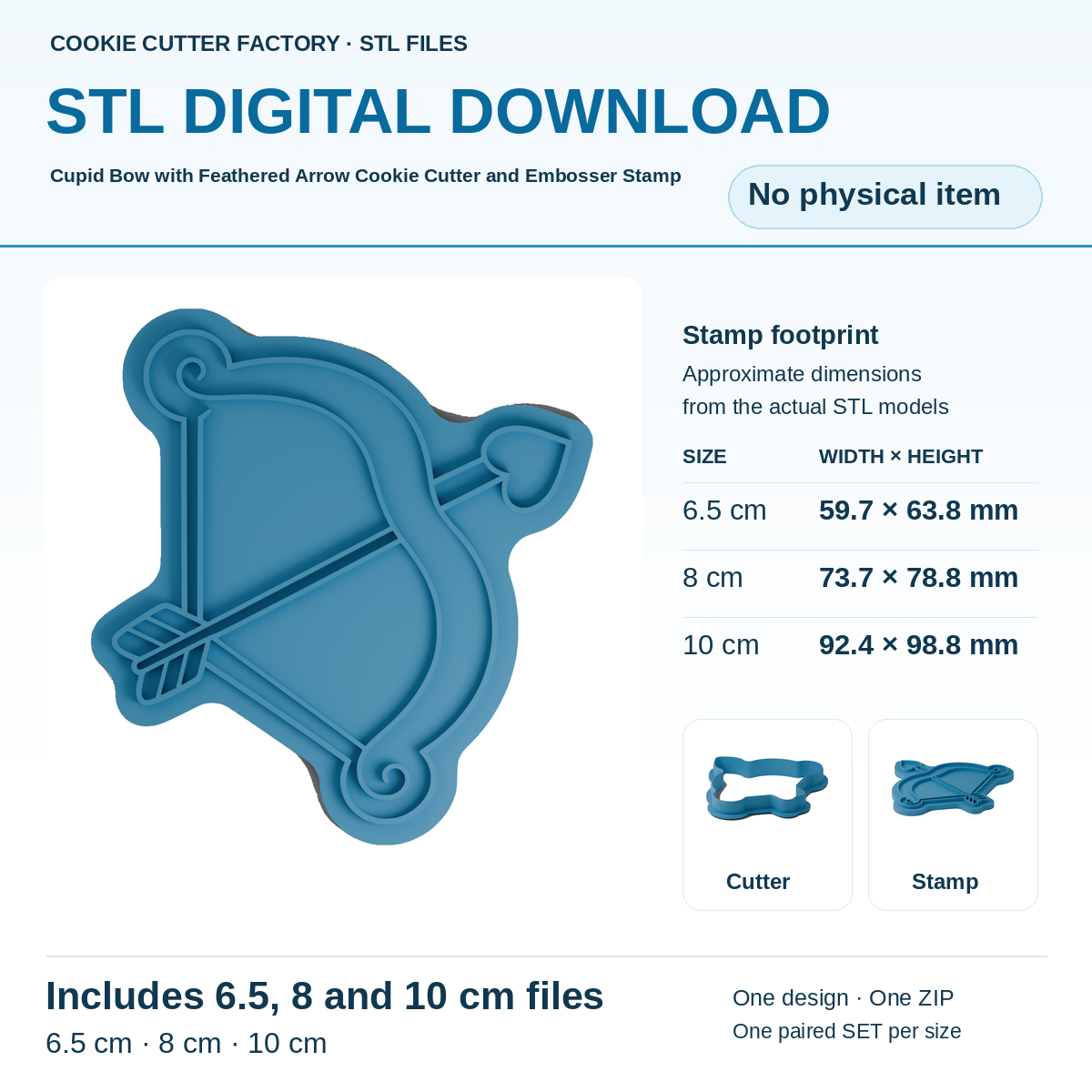 Cupid Bow with Feathered Arrow Cookie Cutter and Embosser Stamp - All Sizes STL Download | CCF_APPROVED_MEDIA_V1:1:62fa257a33e30bb16592f4ba0cfc611a4e7846db251807f34e1bbc826973cffb