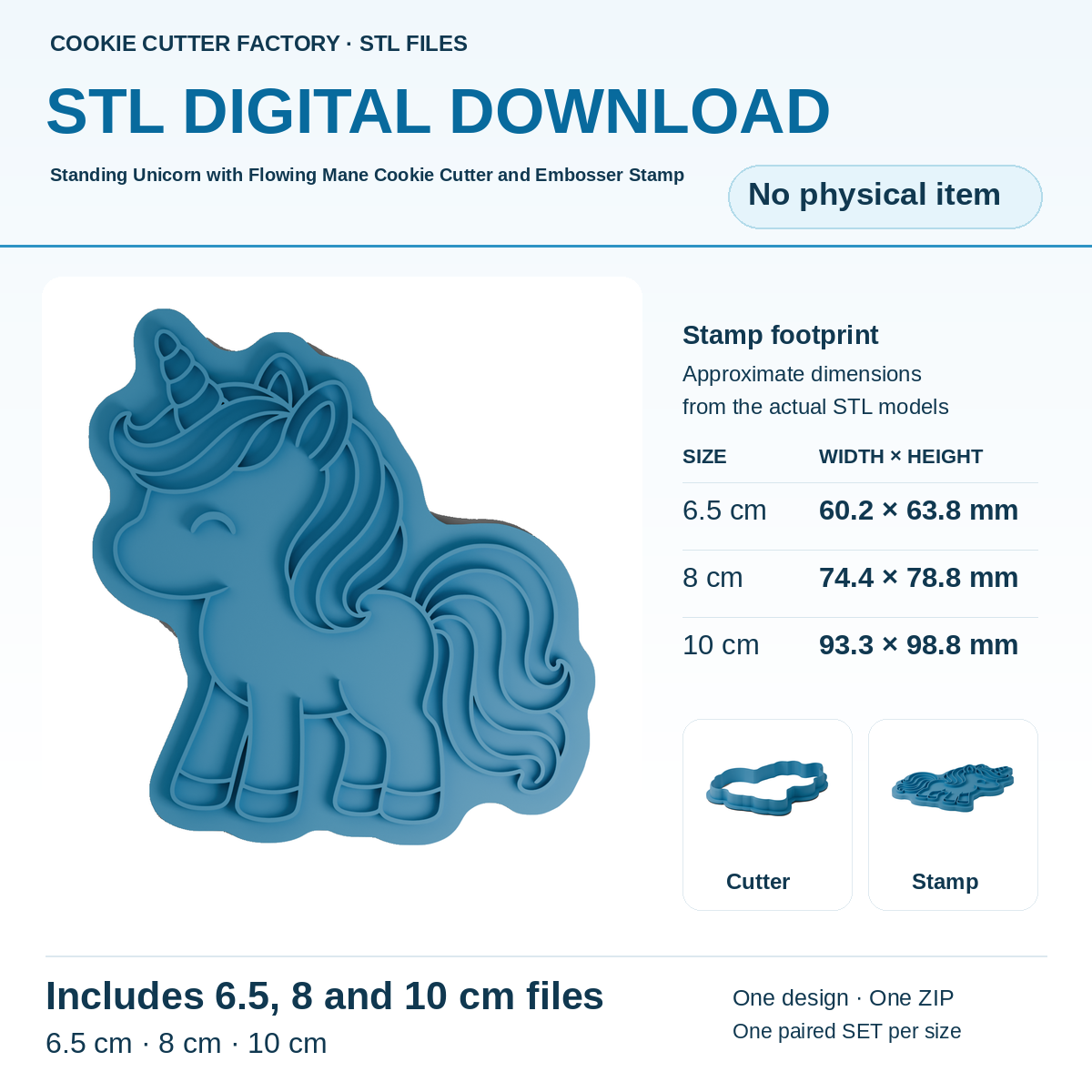 Standing Unicorn with Flowing Mane Cookie Cutter and Embosser Stamp - All Sizes STL Download | CCF_APPROVED_MEDIA_V1:1:1abedeb8e4b6e36880611b5e56cc84752f3fefb9668036cd50fced6e65549ba2