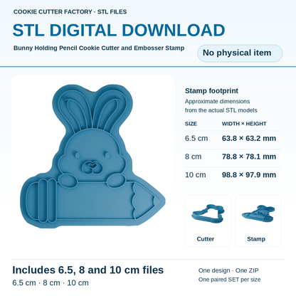 Bunny Holding Pencil Cookie Cutter and Embosser Stamp - All Sizes STL Download | CCF_APPROVED_MEDIA_V1:1:2bd5ff64b65f3eb597e88fb66b3ac4c979cd0732c9dc63158bbccb9b5cc98953