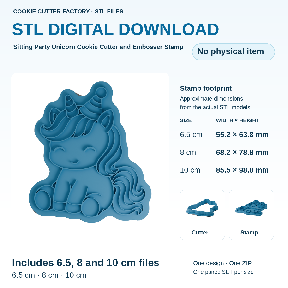 Sitting Party Unicorn Cookie Cutter and Embosser Stamp - All Sizes STL Download | CCF_APPROVED_MEDIA_V1:1:6f0da4b85e08073518a06e98def3e8a77fbddd922ccf2ab804eb847235ec4510