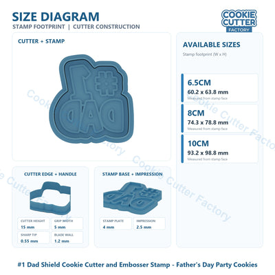 #1 Dad Cookie Cutter and Embosser Stamp - Father's Day Party Cookies