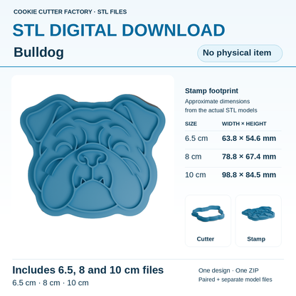 Smiling Bulldog Head Cookie Cutter and Embosser Stamp - All Sizes STL Download | CCF_APPROVED_MEDIA_V1:1:10335fb3dc5db6cbfd6ab51c9546c9ce68a3bf8d4704bfb6cedeefa1cb6de689