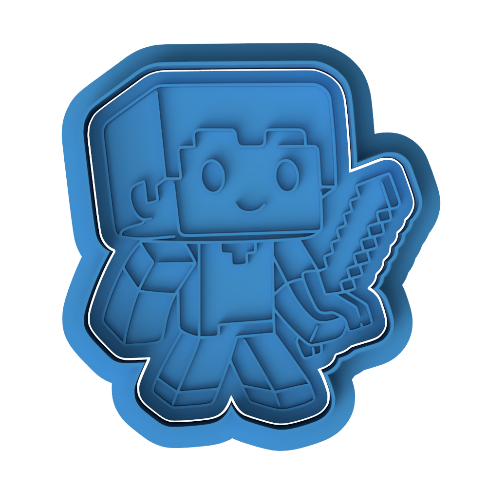 Minecraft Player Character with Sword Cookie Cutter and Embosser Set | Gamer, Adventure