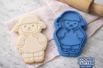 Cute Lamb with Bow Tie Cookie Cutter and Embosser Stamp | Easter Sheep, Farm Animal, Baby Shower