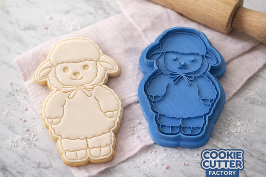 Cute Lamb with Bow Tie Cookie Cutter and Embosser Stamp | Easter Sheep, Farm Animal, Baby Shower