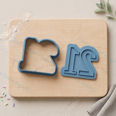2-Digit Number 21 Cookie Cutter and Embosser Stamp - 21st Birthday Party Cookies
